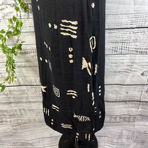 Molly Malloy Dress size 8 Petite Black Tan Fish Aztec Midi Artsy Teacher School - Picture 14 of 16